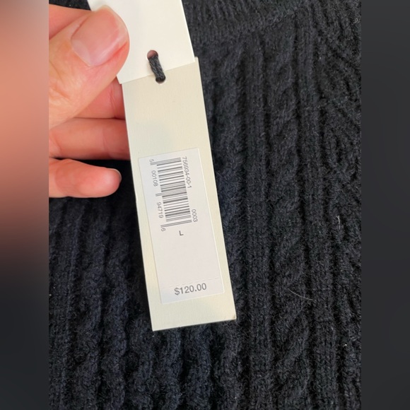 New with tags Banana Republic Black wool Ruffled pointelle sweater large - Picture 6 of 12